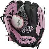 Rawlings Players Series 9" Youth Pink Baseball Glove with Ball - RHT, New